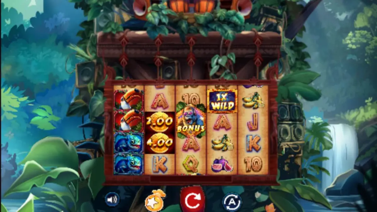 Kongo Bongo jungle-themed slot machine interface