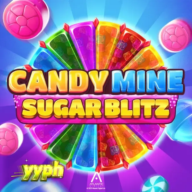 Candy Mine Sugar Blitz gameplay interface na may makukulay na kendi at jackpot wheel.